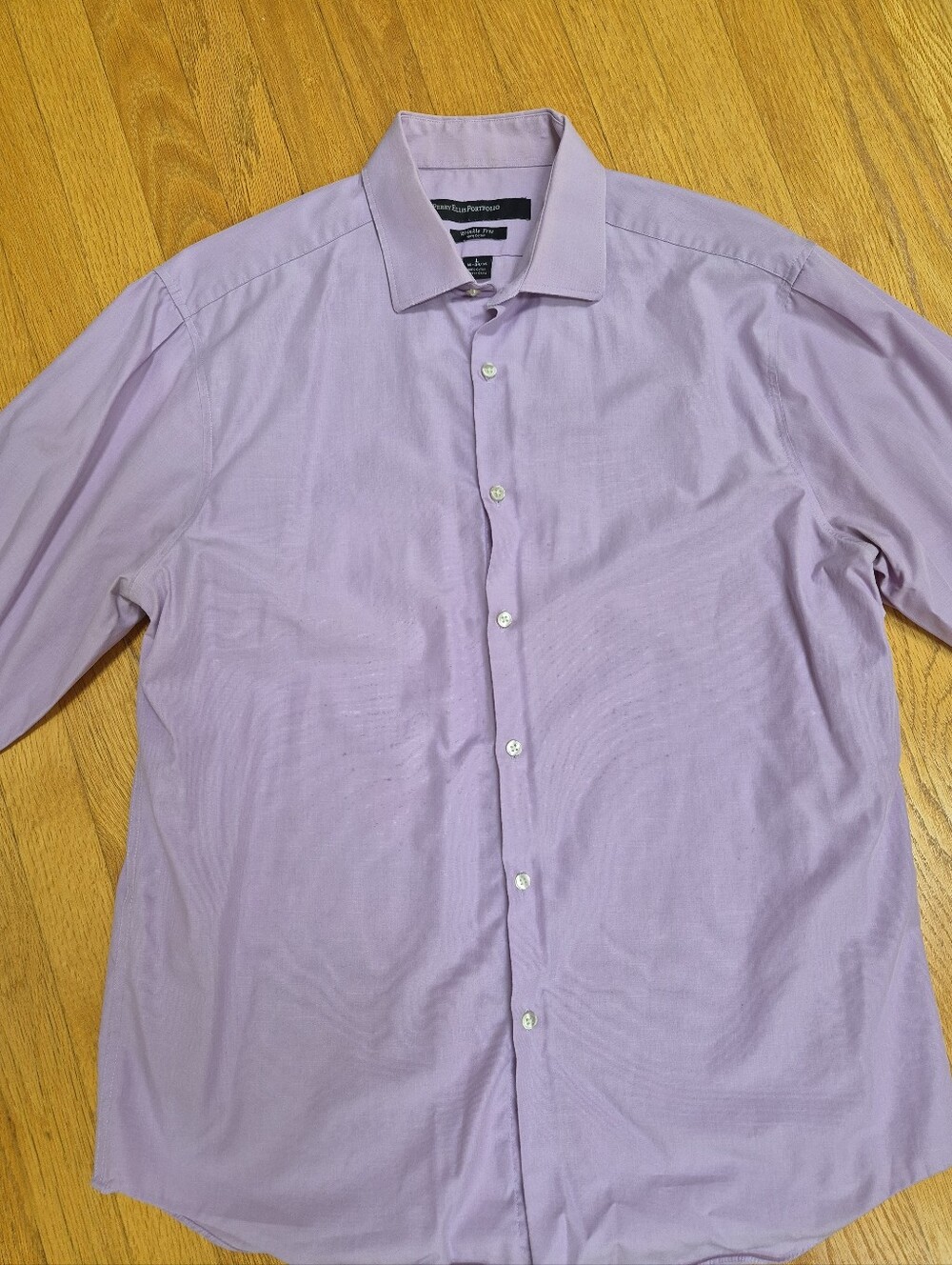 Perry Ellis Portfolio Wrinkle Free Purple Dress Shirt L 16 34/35
